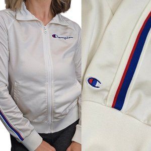 Retro Style Y2K Champion Track Jacket Full Zip Off White XS/S‎ Pockets